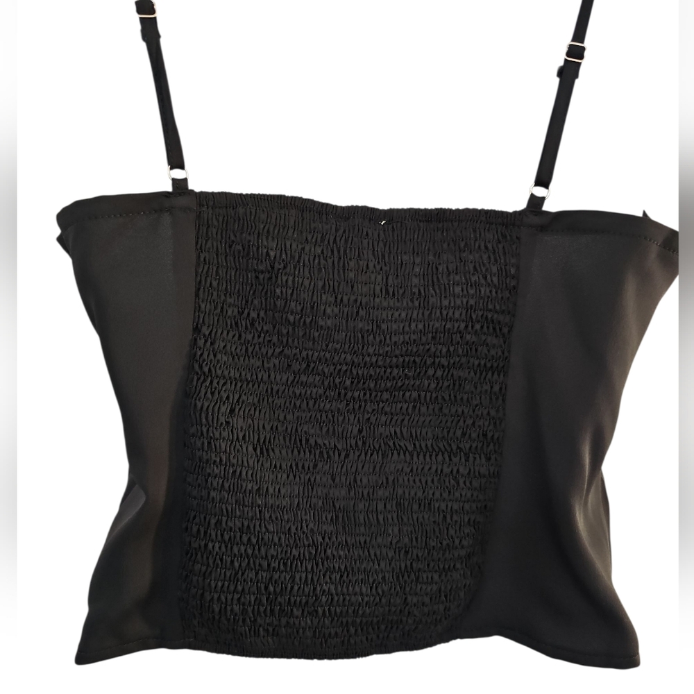 Anthropologie Black Womens Babydoll Top Size S Camisole Cropped Y2K Neutral - Picture 2 of 4